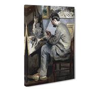 Frederic Bazille Portrait Of Auguste Renoir Canvas Print | Gallery Wrapped 30mm Frame Wall Art | 20x14 inches | Ready to Hang | Impressionist People Picture | Living Room Bedroom Lounge Office