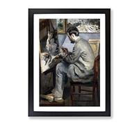 Frederic Bazille Portrait Of Auguste Renoir Classic Painting Framed Wall Art Print, Ready to Hang Picture for Living Room Bedroom Home Office Décor, Black A2 (64 x 46 cm)