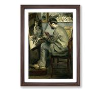 Frederic Bazille Portrait of Auguste Renoir Framed Print | A2 Walnut Framed Wall Art | Ready to Hang | Modern Nature Picture | Living Room Bedroom Lounge Office