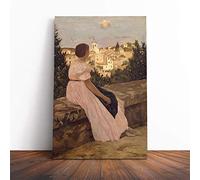 Frederic Bazille The Pink Dress Canvas Print | Gallery Wrapped 30mm Frame Wall Art | 20x14 inches | Ready to Hang | Modern Picture | Living Room Bedroom Lounge Office
