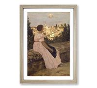 Frederic Bazille The Pink Dress Framed Print | A2 Oak Framed Wall Art | Ready to Hang | Modern Nature Picture | Living Room Bedroom Lounge Office