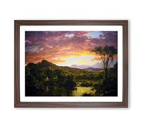 Frederic Edwin Church A Country Home Classic Painting Framed Wall Art Print, Ready to Hang Picture for Living Room Bedroom Home Office Décor, Walnut A4 (34 x 25 cm)