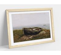 Frederic Edwin Church, Abandoned Boat - Framed Wall Art Print Picture - A2 - Light Oak Frame