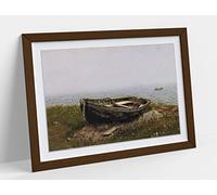 Frederic Edwin Church, Abandoned Boat - Framed Wall Art Print Picture - A2 - Walnut Frame
