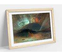 Frederic Edwin Church, Aurora Borealis Framed Wall Art Print Picture - A2 - Light Oak Frame