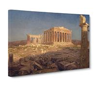 Frederic Edwin Church Parthenon Classic Painting Canvas Wall Art Print Ready to Hang, Framed Picture for Living Room Bedroom Home Office Décor, 20x14 Inch (50x35 cm)