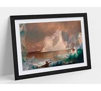 Frederic Edwin Church, The Icebergs - Framed Wall Art Print Picture - A2 - Black Frame