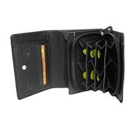 Frédéric Johns Euro Coin Purse, Black, 8 Compartments, Cowhide Leather, Unisex-Adults