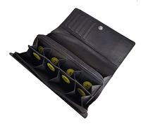 Frédéric Johns Euro Coin Purse, XL, Black - 8 Coin Compartments Cowhide Leather Sorter, 6 Card Slots, Note Compartment, Bank Card Receipt Compartment, RFID Blocking, Unisex