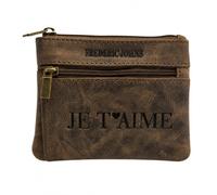 Frédéric&Johns® - Men's Coin Purse - Coffee Bean - Thick Soft Durable Leather - for Trousers or Jacket Pockets, I Love You, Taille unique, Classic