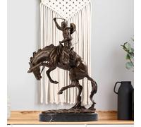 Frederic Remington 'The Bronco Buster' Statue, Bronze Western Cowboy Sculpture, Handcrafted Art Replica of Iconic Wild Horse Taming Scene - Home & Office Decor for Western Art Collectors