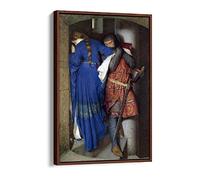 Frederic William Burton The Meeting on the Turret Stairs Canvas Floater Frame Print Picture Art - Walnut Frame 8 inch wide x 12 inch high
