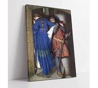 Frederic William Burton The Meeting on the Turret Stairs Canvas Wall Art Print Picture - 12 inch wide x 18 inch high (Frame Depth 30mm)