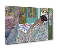Frederick Carl Frieseke Afternoon in the Yellow Room Canvas Print | Gallery Wrapped 30mm Frame Wall Art | 24x16 inches | Ready to Hang | Classic Picture | Living Room Bedroom Lounge Office