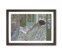 Frederick Carl Frieseke Afternoon in The Yellow Room Framed Print | A2 Walnut Framed Wall Art | Ready to Hang | Modern Nature Picture | Living Room Bedroom Lounge Office
