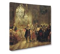 Frederick Playing the Flute by Adolph Menzel Canvas Print | Gallery Wrapped 30mm Frame Wall Art | 14x14 inches | Ready to Hang | Classic Picture | Living Room Bedroom Lounge Office