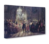 Frederick Playing The Flute By Adolph Menzel Canvas Print | Gallery Wrapped 30mm Frame Wall Art | 24x16 inches | Ready to Hang | Classic Picture | Living Room Bedroom Lounge Office