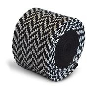 Frederick Thomas Black and White Herringbone Knitted Skinny Tie for Men, Slim 5cm width 147cm Length Modern Style Necktie Ideal for Office, Weddings, Business Events and Formal Occasions