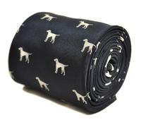 Frederick Thomas Black Tie with Hound Dog Silhouette Design, Classic 8cm Width, 147cm Length Fine Tailoring Ideal Style for Daily Office Wear, Weddings, Formal Events and Dinner Parties