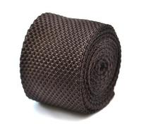 Frederick Thomas Chocolate Brown Skinny Knitted Men’s Tie with 5cm Width and 147cm Length, Perfect for Office, Weddings, and Formal Events