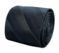 Frederick Thomas Classic Black Glitter Striped Tie, Classic 7cm Width Elegant Subtle Sparkle Design Necktie, Luxury Silk Blend Fabric Ideal for Weddings, Funerals, and Special Occasions