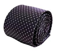 Frederick Thomas Classic Design Mens Tie, 7cm Wide, Dark Purple and White Spot Pattern, Luxury Formal Wear