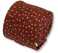 Frederick Thomas dark red maroon men’s cotton tie with ditsy pink floral print, slim width 6.5cm 100% cotton Necktie ideal for Christmas, Secret Santa or Fathers Day gift
