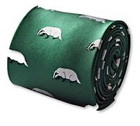 Frederick Thomas Green Men’s Tie with Badger Design and Floral Back is Ideal for Formal Events, Weddings, Office Outfits, Suits Classic 8cm Width and 147cm Length