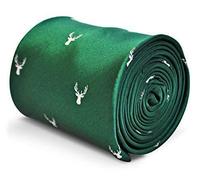 Frederick Thomas Green Men’s Tie with Deer Head Design, Classic 8cm Width, Neckwear for Hunting Season, Formal Events, Weddings and Office Wear - Stylish Accessories