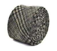 Frederick Thomas Grey 100% Wool Tweed Tie with Subtle Blue Stripe, Slim 6.5cm Modern Width, 147cm Length Fine Tailoring Necktie Ideal Style for Daily Office Wear, Weddings and Formal Events