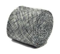 Frederick Thomas Grey Blue and White Scratched Design Tie, Classic Slim 6.5cm Width, Stylish and Textured with Fine Tailoring, Ideal for Office, Weddings, Formal Events, Parties, or Daily Wear