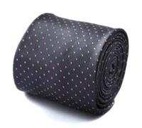 Frederick Thomas Grey Tie with Pink Pin Spots and Signature Floral Rear Lining, Premium Microfibre Necktie for Formal Office Wear, Weddings and Special Occasions, Classic 8cm Width