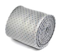 Frederick Thomas ivory and light blue pin spot tie with floral back design, 147cm length microfibre fabric necktie ideal for office wear, weddings, formal events and dinner parties, classic 8cm width