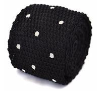 Frederick Thomas knitted black and white spotted tie