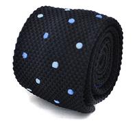 Frederick Thomas Knitted Tie Navy Blue Spots Men’s Premium Neckwear Formal Office Weddings Dinner Parties Classic Length 147cm