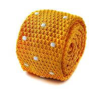 Frederick Thomas knitted yellow and white spotted tie