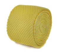 Frederick Thomas Lemon Yellow Plain Knitted Men's Tie, Standard Length Necktie, Stylish Slim Knit Accessory for Weddings, Formal Events, Dinner Parties, and Everyday Wear, Slim 5cm Width