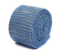Frederick Thomas Light Blue and White Speckled Skinny Knitted Tie, Slim 5cm Width, 147cm Length Necktie Ideal for Office Wear, Weddings, Dinner Parties, Formal and Special Occasions