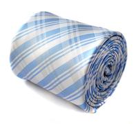 Frederick Thomas light blue check men’s tie, 8cm width classic necktie ideal for workwear, business meetings, office style, weddings and dinner parties
