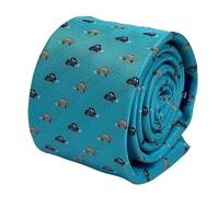 Frederick Thomas Light Blue Tie, Classic Car Pattern Design, 6cm Width, 147cm Length, British Designer