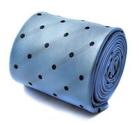 Frederick Thomas light blue tie with black spotted design, classic 8cm width necktie ideal for workwear, weddings, events, office style and Secret Santa