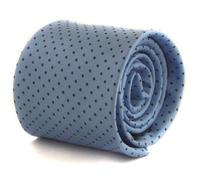 Frederick Thomas Light Blue Tie with Navy Pin Dots and Signature Floral Design to Rear, classic 8cm width, 147cm Length Necktie Ideal for Daily Office Wear, Formal Events or Weddings