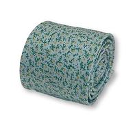Frederick Thomas light pastel baby blue men’s cotton tie with ditsy yellow floral print, slim office width 6.5cm fashion accessory necktie ideal for Christmas, Secret Santa or Fathers Day gift