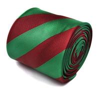 Frederick Thomas Maroon and Green Barber Striped Tie for Men with Signature Floral Rear Design, 147cm Classic Length Necktie for Office, Weddings and Events, Classic 8cm Width
