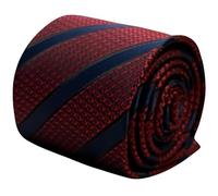 Frederick Thomas Maroon and Navy Striped Tie with Red Snakeskin Design, 7cm Wide, Men's Fashion