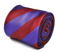 Frederick Thomas maroon red and light purple barber striped tie with signature floral design to the rear
