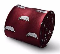Frederick Thomas Maroon Tie with Badger Design and Signature Floral Detail at Rear, Classic 8cm Width, Luxury Fabric Necktie Perfect for Office Wear, Weddings, Formal Events and Dinner Parties