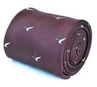 Frederick Thomas maroon tie with flying duck design with signature floral design to the rear
