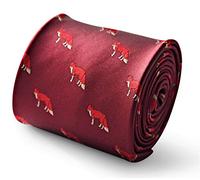 Frederick Thomas Maroon Tie with Hunting Fox Embroidery and Signature Floral Rear Design for Men, Classic 8cm Width and 147cm Length Premium Tailored Necktie Ideal for Formal, Office and Wedding