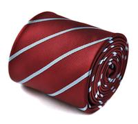 Frederick Thomas Maroon Tie with Thin Light Blue Stripes, 8cm Width Classic Men’s Necktie, 147cm Length, Ideal for Office Wear, Weddings, Formal Events and Business Meetings